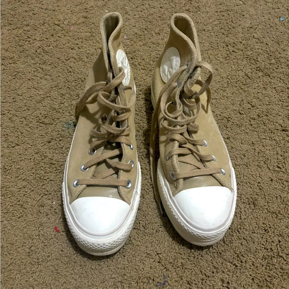 🧸Chuck Taylor All Star Suede Platform Shoes in Tan/brown - Picture 3 of 7